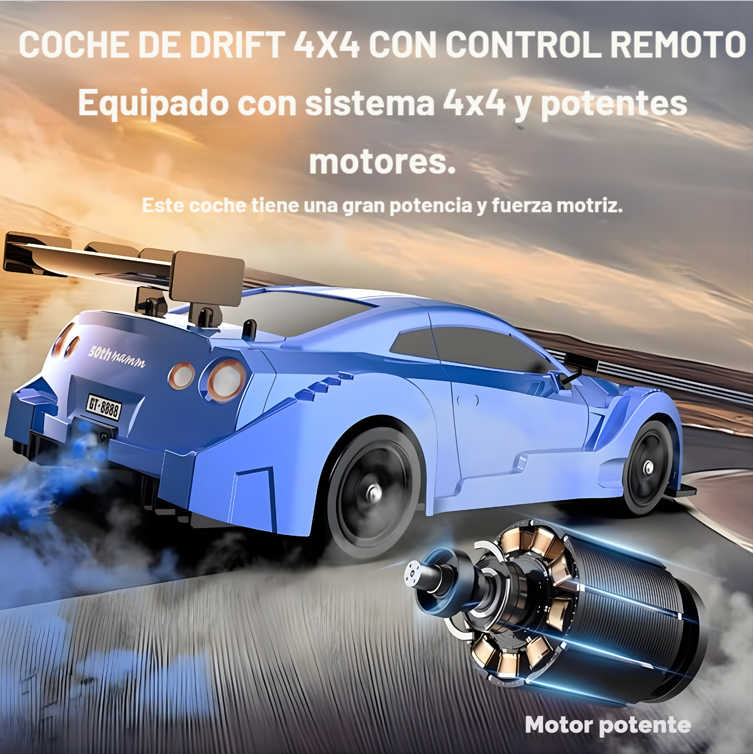 Carro De Drift 4x4 A Control Remoto Nissan GTR AZUL