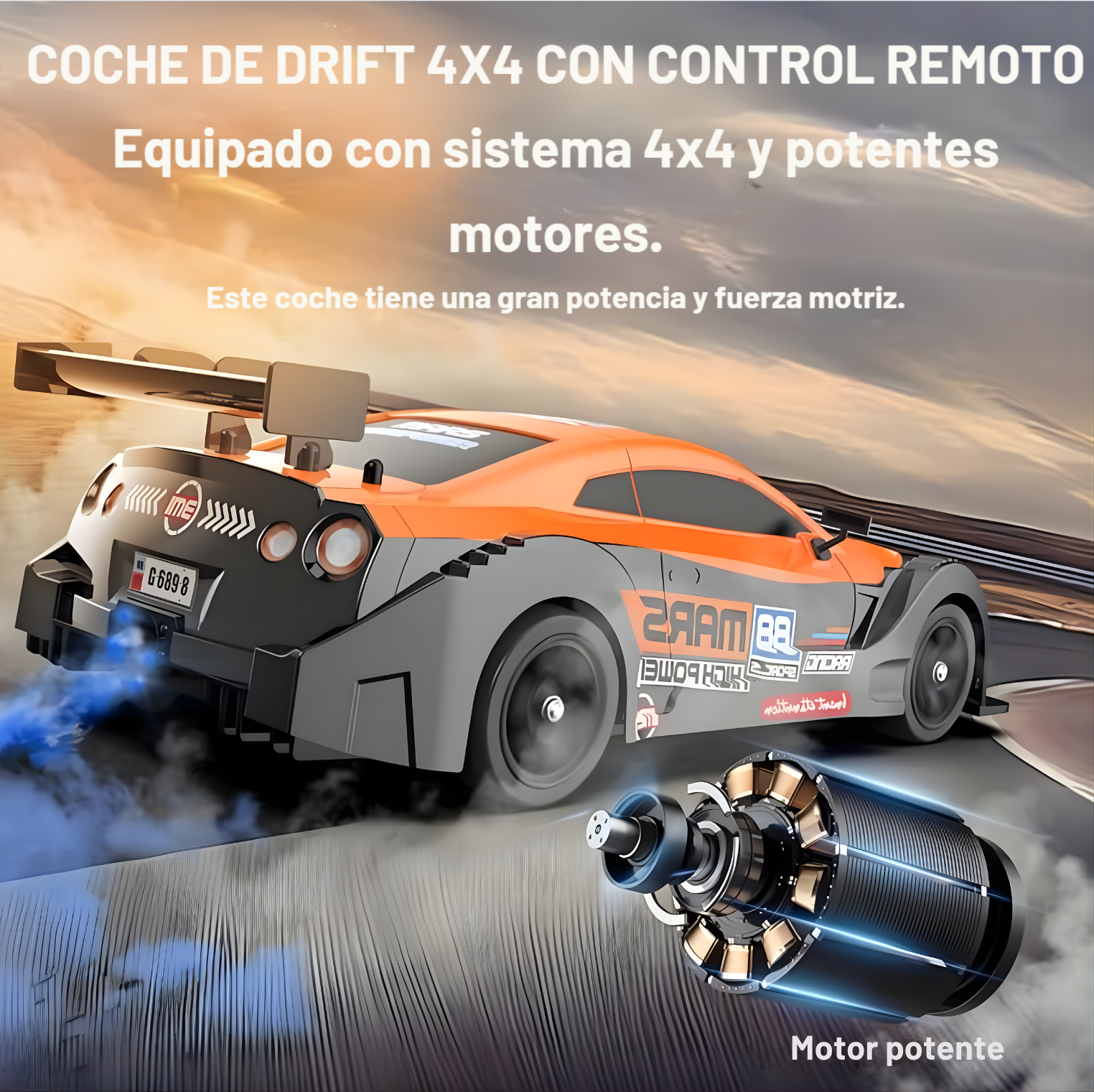 Carro De Drift 4x4 A Control Remoto Nissan GTR Naranja