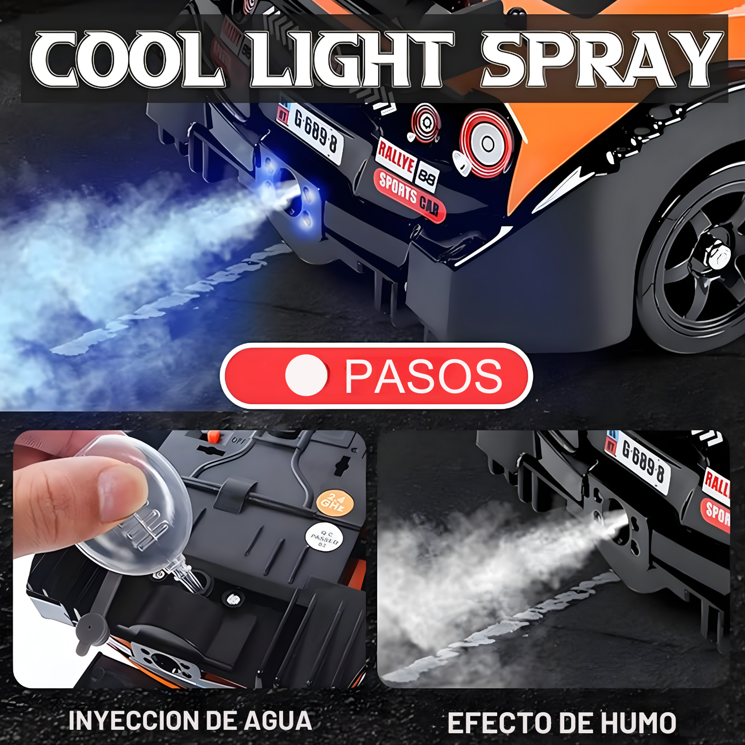 Carro De Drift 4x4 A Control Remoto Mustang Moderno Color Rojo