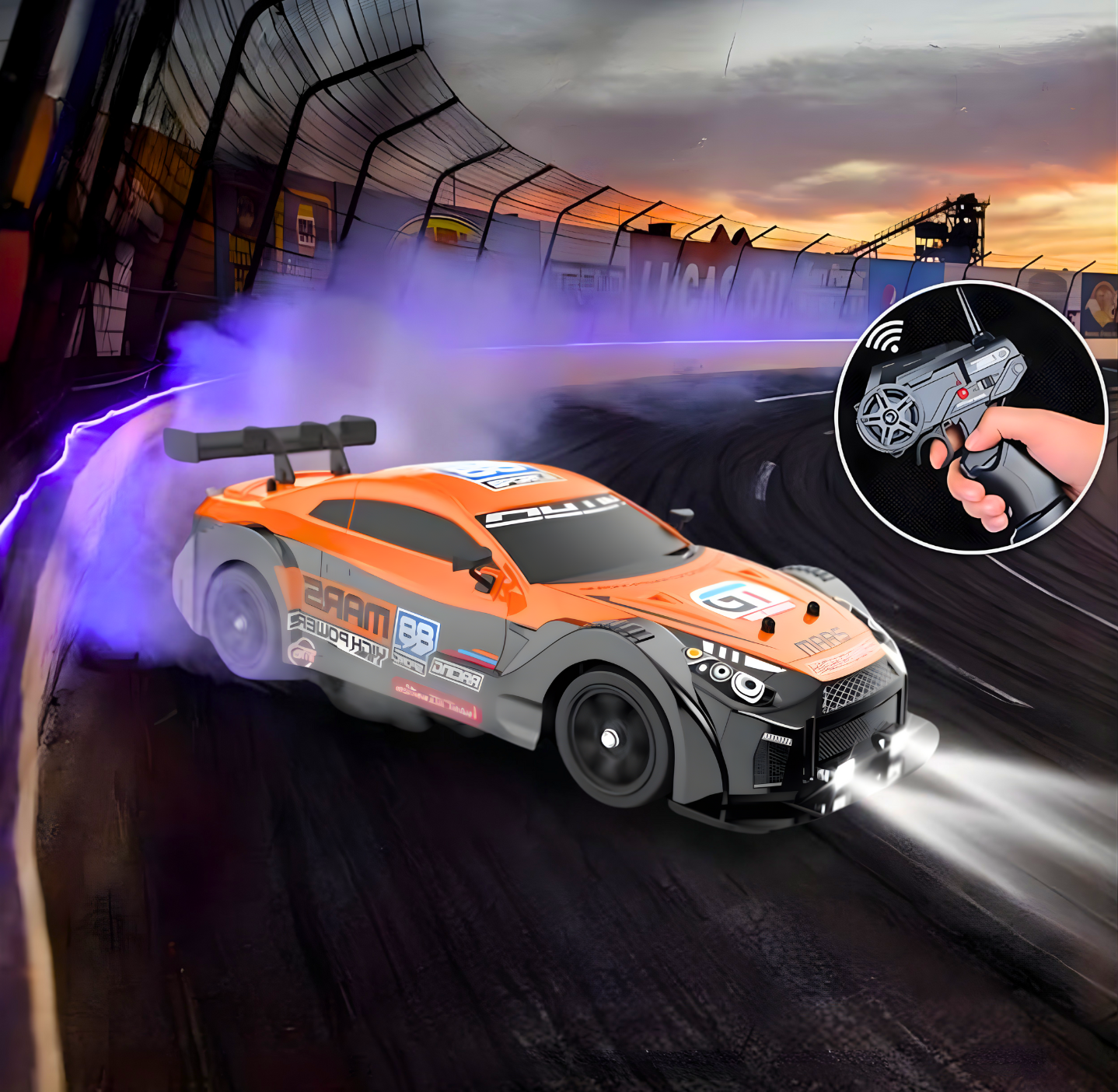 Carro De Drift 4x4 A Control Remoto Nissan GTR Naranja