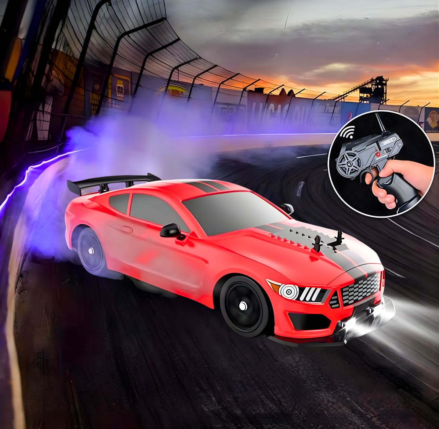 Carro De Drift 4x4 A Control Remoto Mustang Moderno Color Rojo