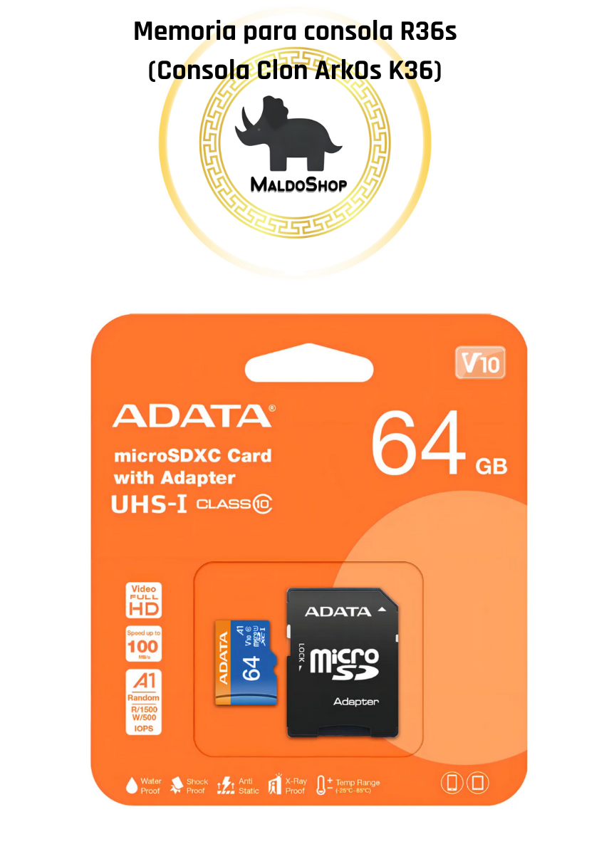 Tarjeta Memoria Micro SD Marca ADATA Premier Para consola R36S Clon ArkOs K36 (Envió Gratis)